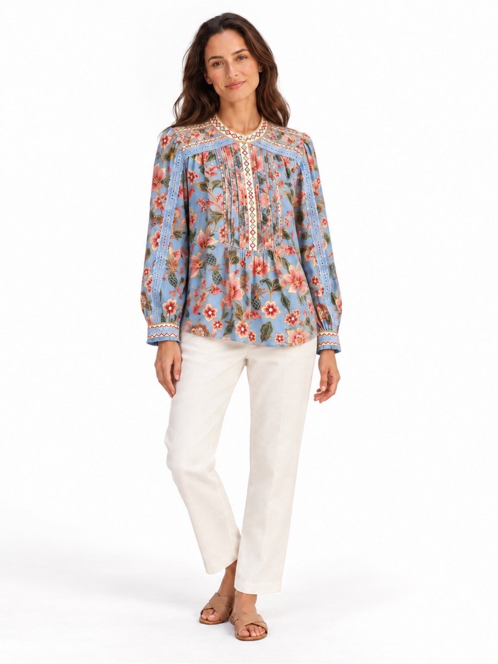 FARM Rio SUPERBLOOM TAPESTRY BLUE BLOUSE